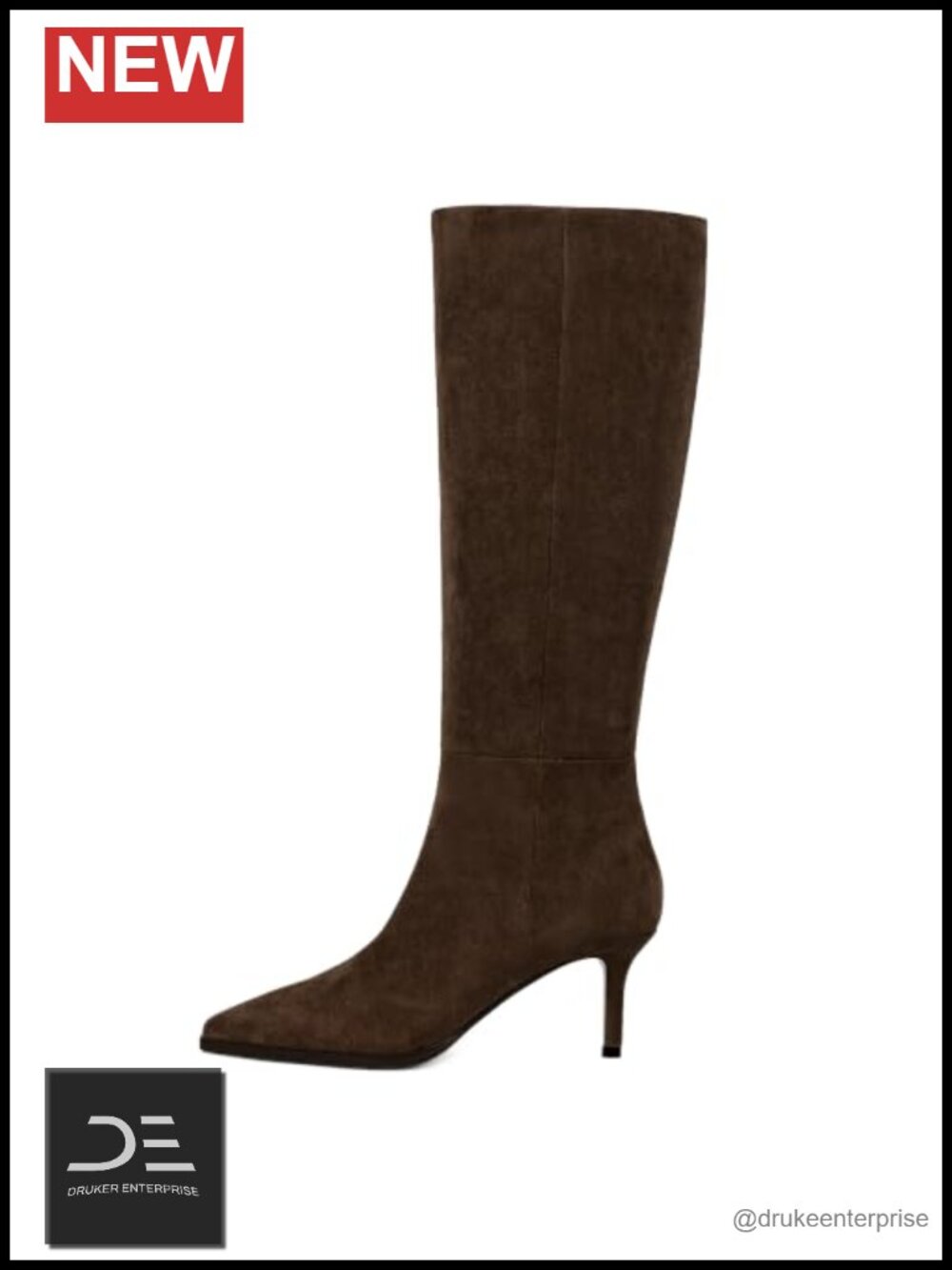 Women's Knee High Boots Pointed Toe Stiletto Heel Side Zipper Faux Suede